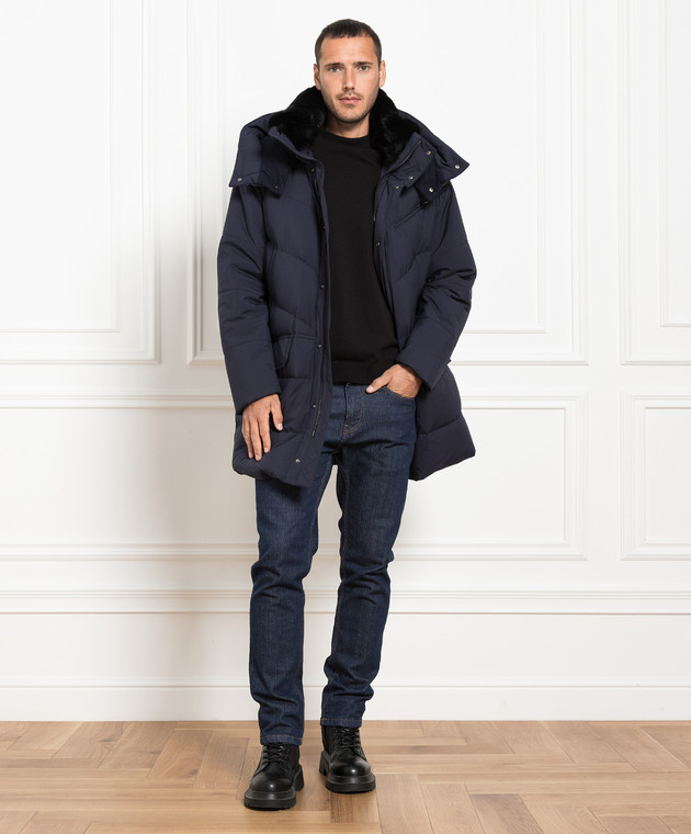 Kiton Blue quilted down jacket UW1538YC4020 image 2