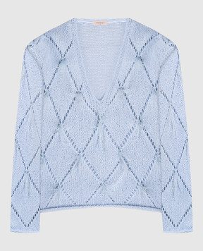 Twinset Блакитний пуловер з пір'ям страуса 241TP3482