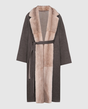 MalaMati Коричневе пальто з вовни і кашеміру з хутром норки SV225