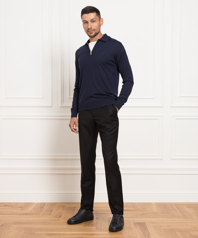 Stefano Ricci Чорні штани з вовни та кашеміру зі шкіряними вставками M8T23B0020T3207 зображення 2