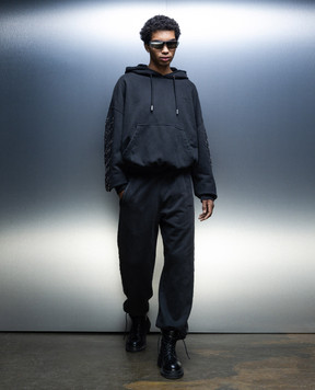 Off-White Сіре худі з люверсами з логотипом OMBB118F23FLE012