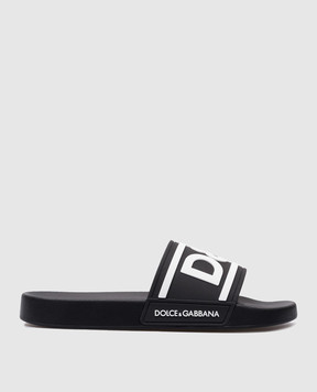 Dolce&Gabbana Черные слайдеры с фактурным логотипом DG CS2072AQ858