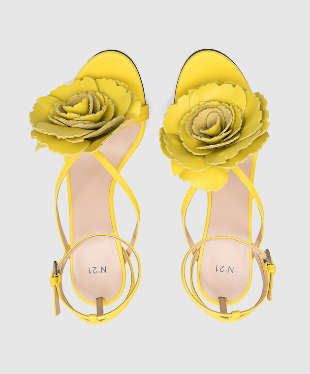 N21 Yellow leather sandals with a rose 23ECPXNV15062 изображение 4