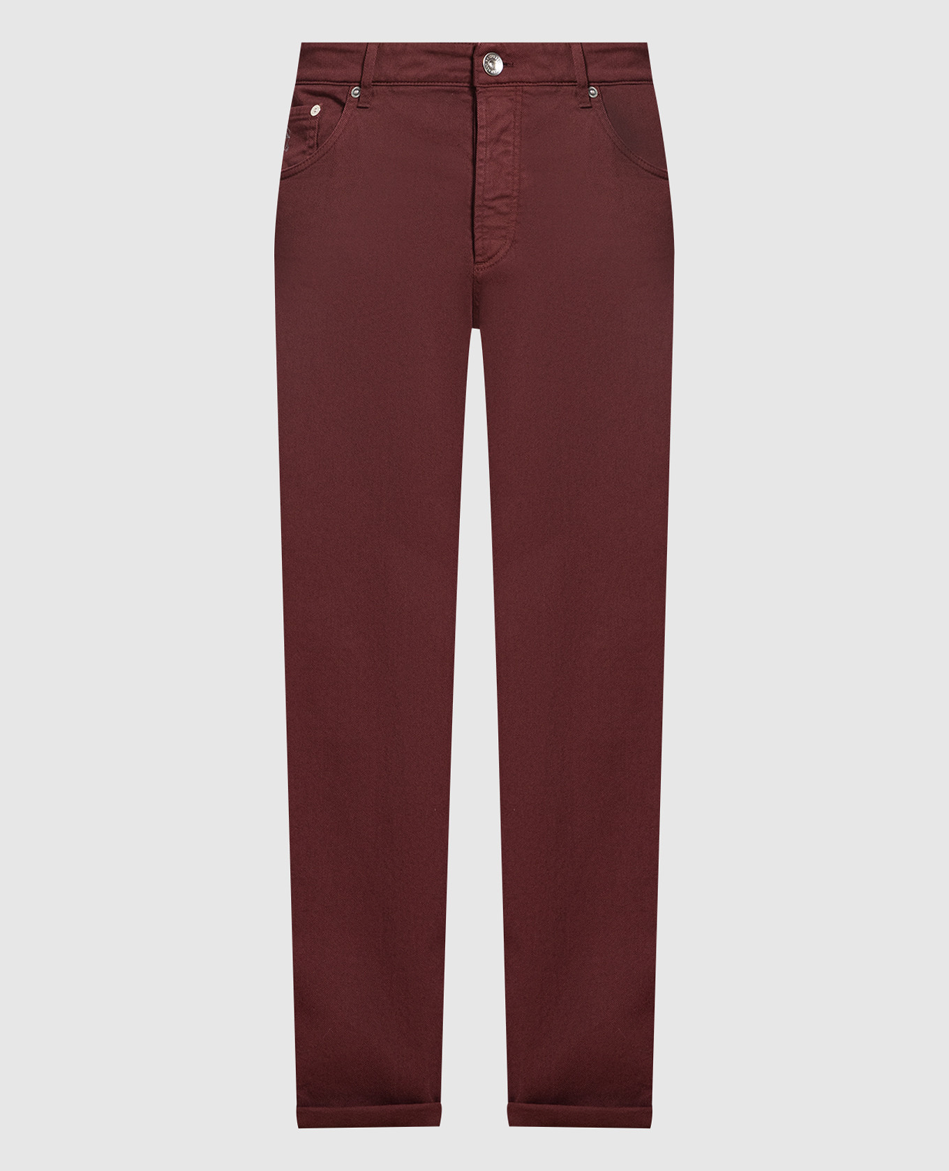 Burgundy jeans with logo