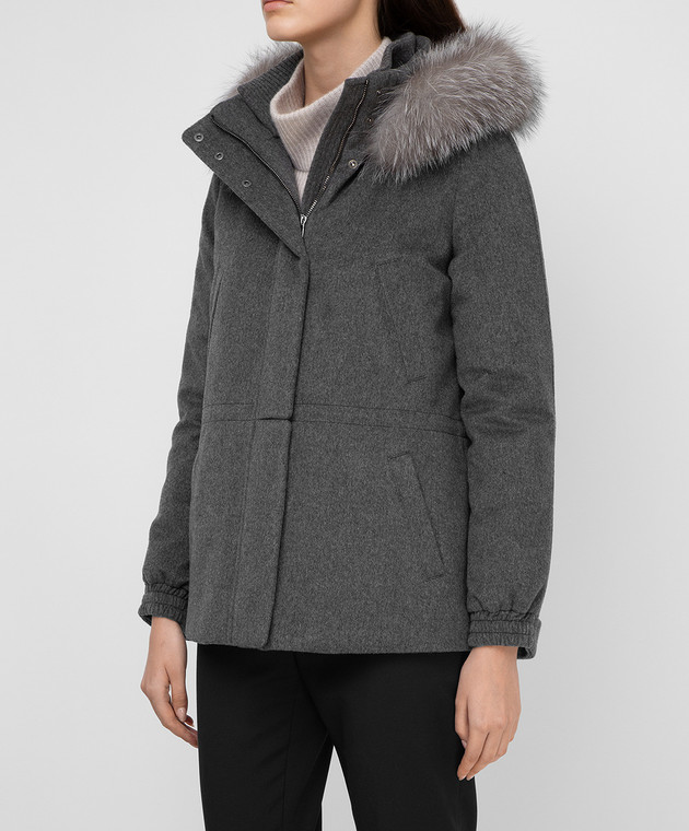 Loro Piana Серая парка из кашемира с мехом лисы FAF8086 изображение 3