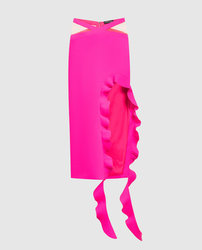 David Koma Розовая юбка миди из шерсти с рюшами RE23DK12S