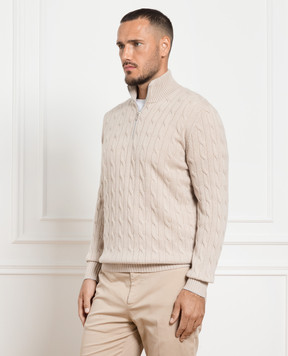 Brunello Cucinelli Бежевый свитер с кашемиром в фактурный узор. M22707204