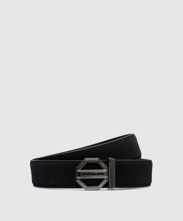 Stefano Ricci Black suede belt with logo N381SDC554U
