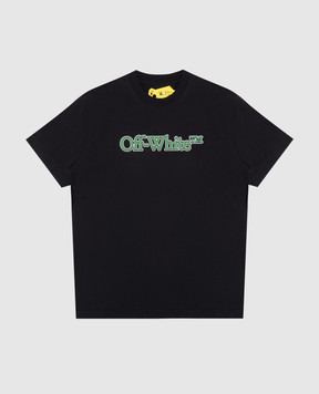 Off-White Детская черная футболка с принтом логотипа OBAA002S24JER004