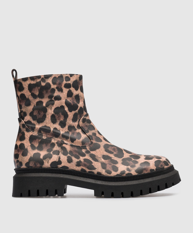Babe Pay Pls Brown leather boots in animal print 420202022