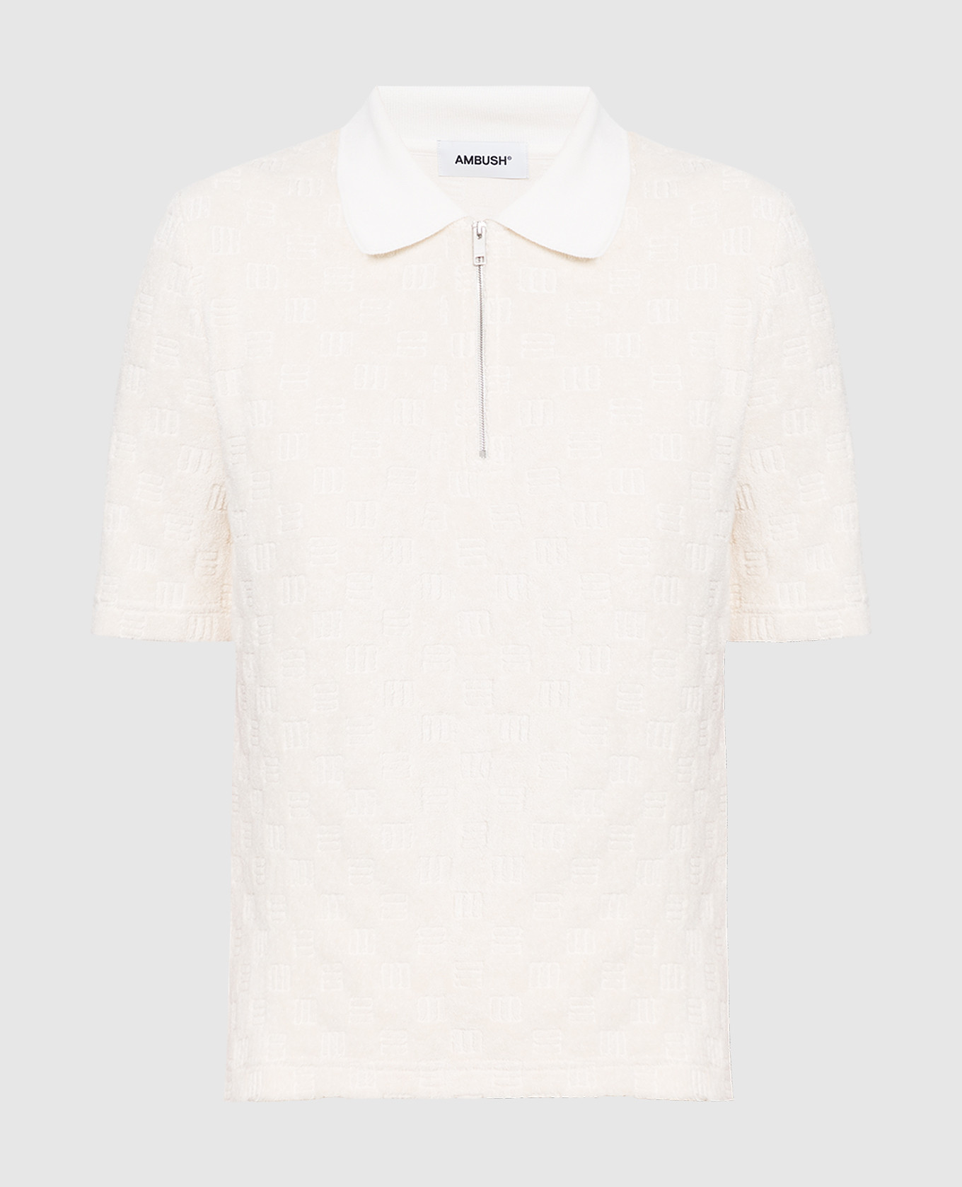 

Светло-бежевая футболка-поло с узором монограммы, Бежевый, Футболки