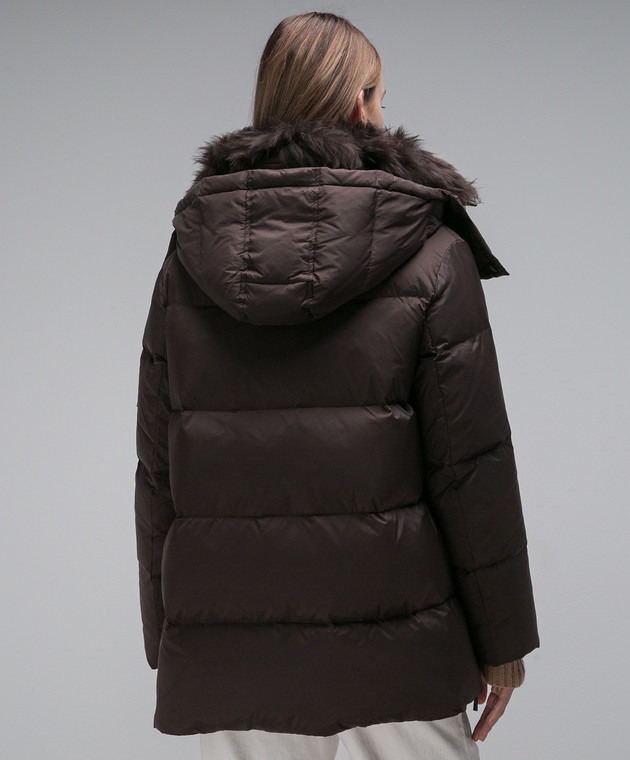 Yves Salomon Army Коричневый пуховик с мехом 24WFM01576M07W изображение 4