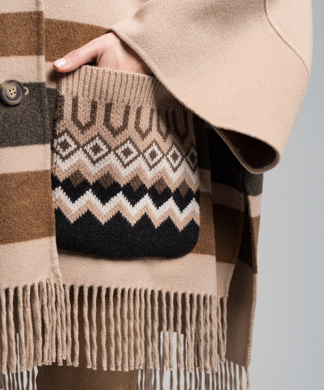 Max Mara Weekend Бежевое пончо Xiria с узором XIRIA изображение 5