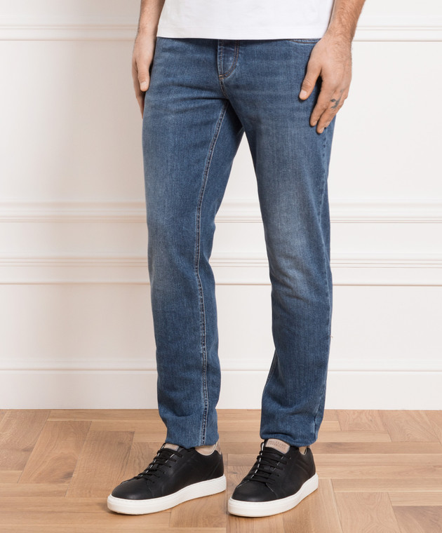 Brunello Cucinelli Blue jeans with a distressed effect M283PD2210 изображение 3