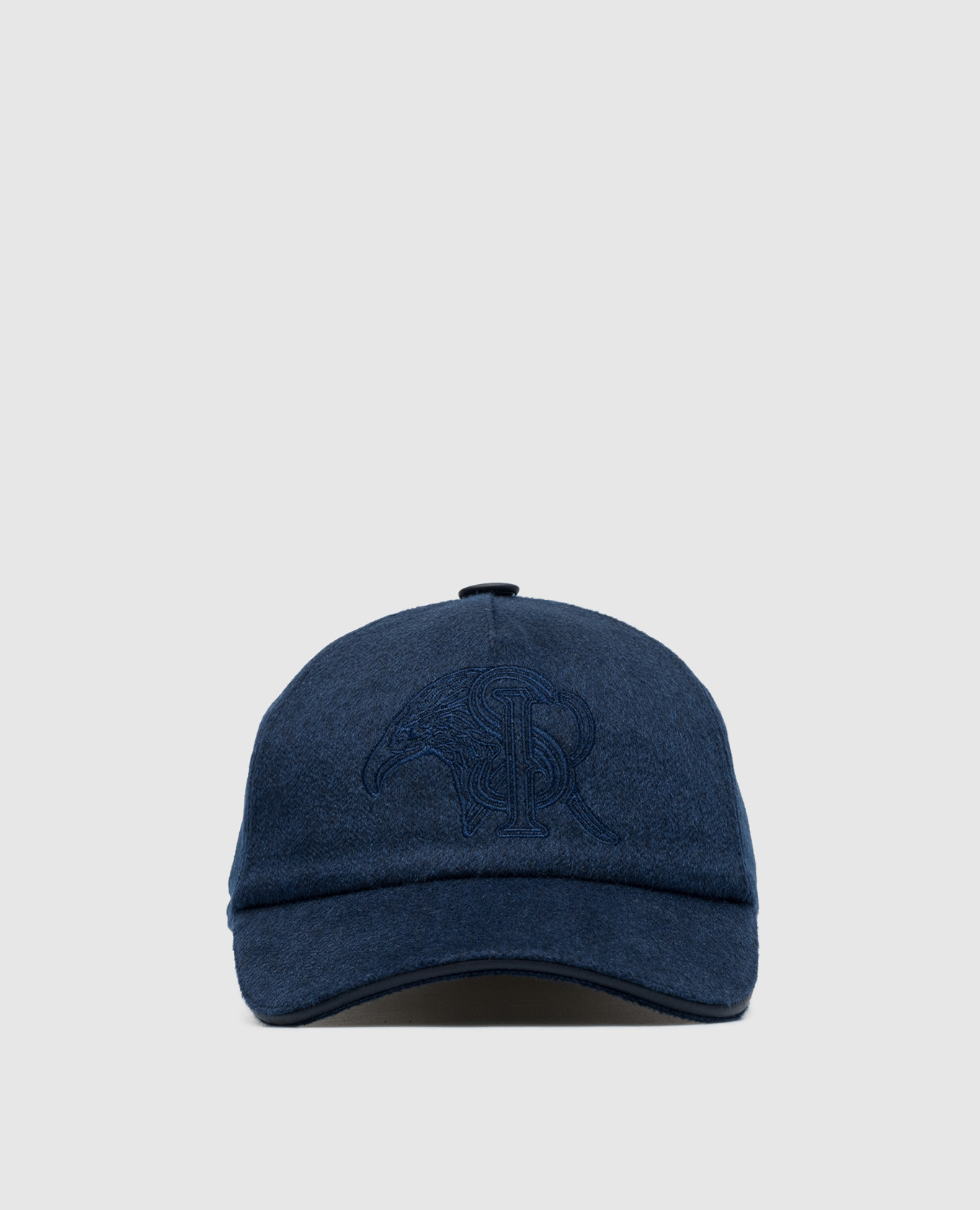 Синяя кепка из кашемира с логотипом