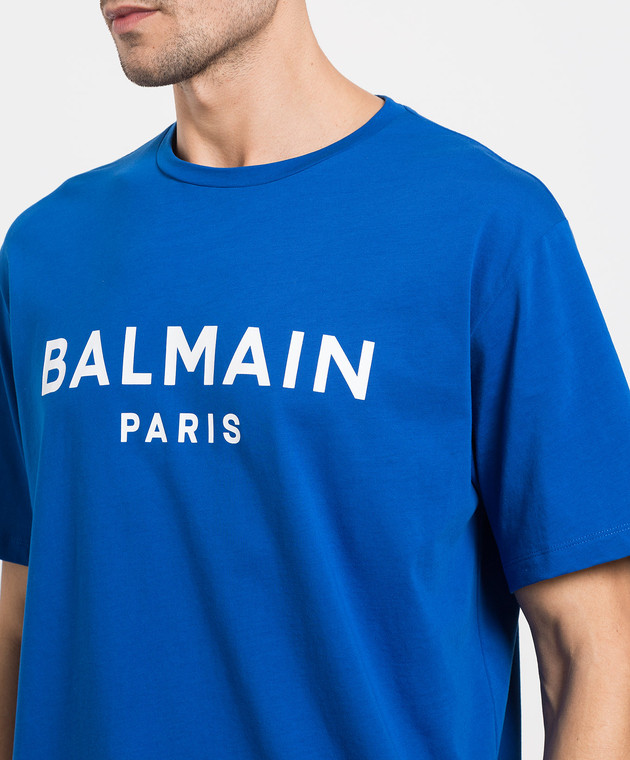 Balmain Blue t-shirt with logo print AH1EG000BB73 изображение 5
