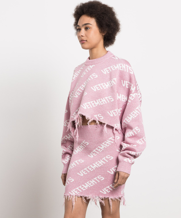 Vetements Pink logo pattern sweater UE54KN180P image 3