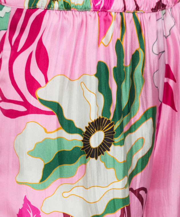 Maesta Шовкові штани вільного крою в квітковий принт P0040 зображення 5