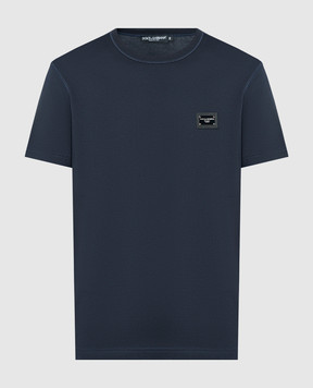 Dolce&Gabbana Синя футболка з патчем логотипа G8PT1TG7F2I