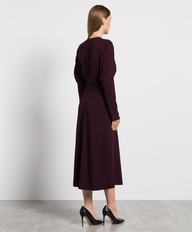 Victoria Beckham Бордовое платье миди 1323WDR004744A изображение 4