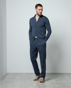 ISAIA Синий кардиган из шерсти с логотипом MG8019YP005