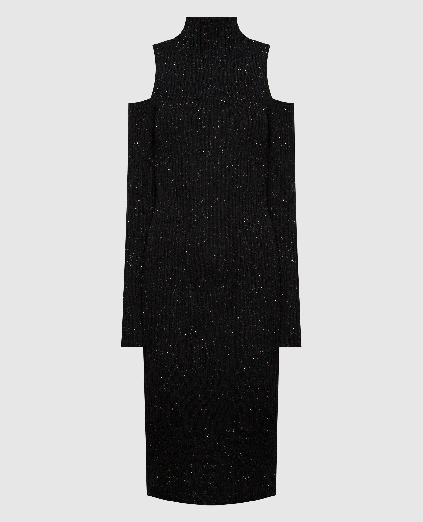 Черное платье с люрексом в рубчик