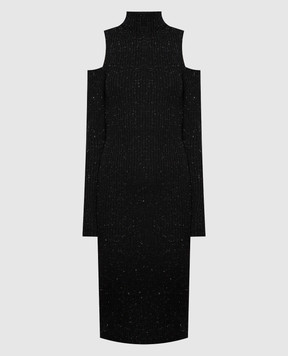 Peserico Черное платье с люрексом в рубчик E92226F1209095