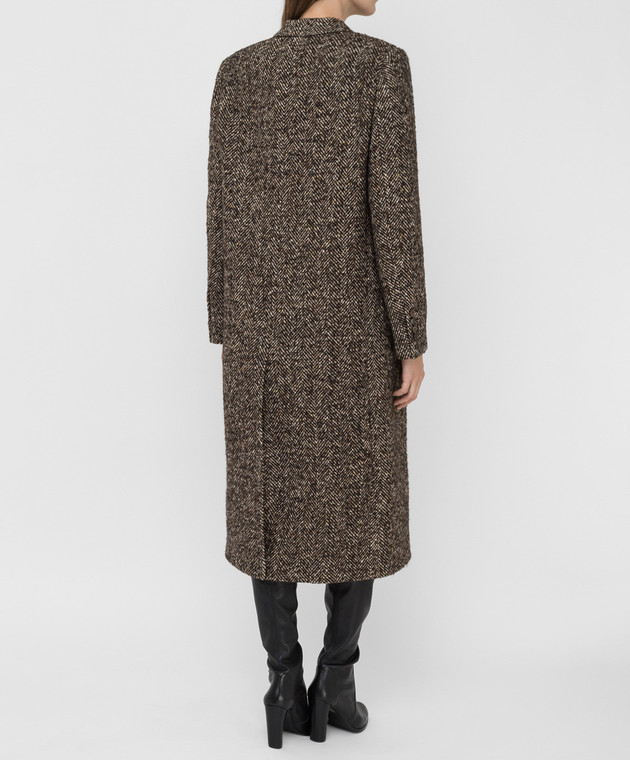 Celine Темно-коричневое пальто из шерсти 2M225044K изображение 4