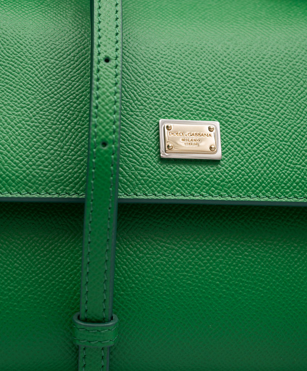 Dolce&Gabbana Зелена шкіряна сумка-сетчел Sicily з логотипом BB6003A1001 зображення 5
