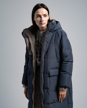 Brunello Cucinelli Синий пуховик с цепочкой мониль MB5749749