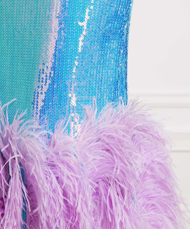 David Koma Blue dress with sequins and ostrich feathers SS23DK53D image 5