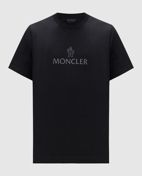 Moncler Чорна футболка з логотипом 8C00060829H8