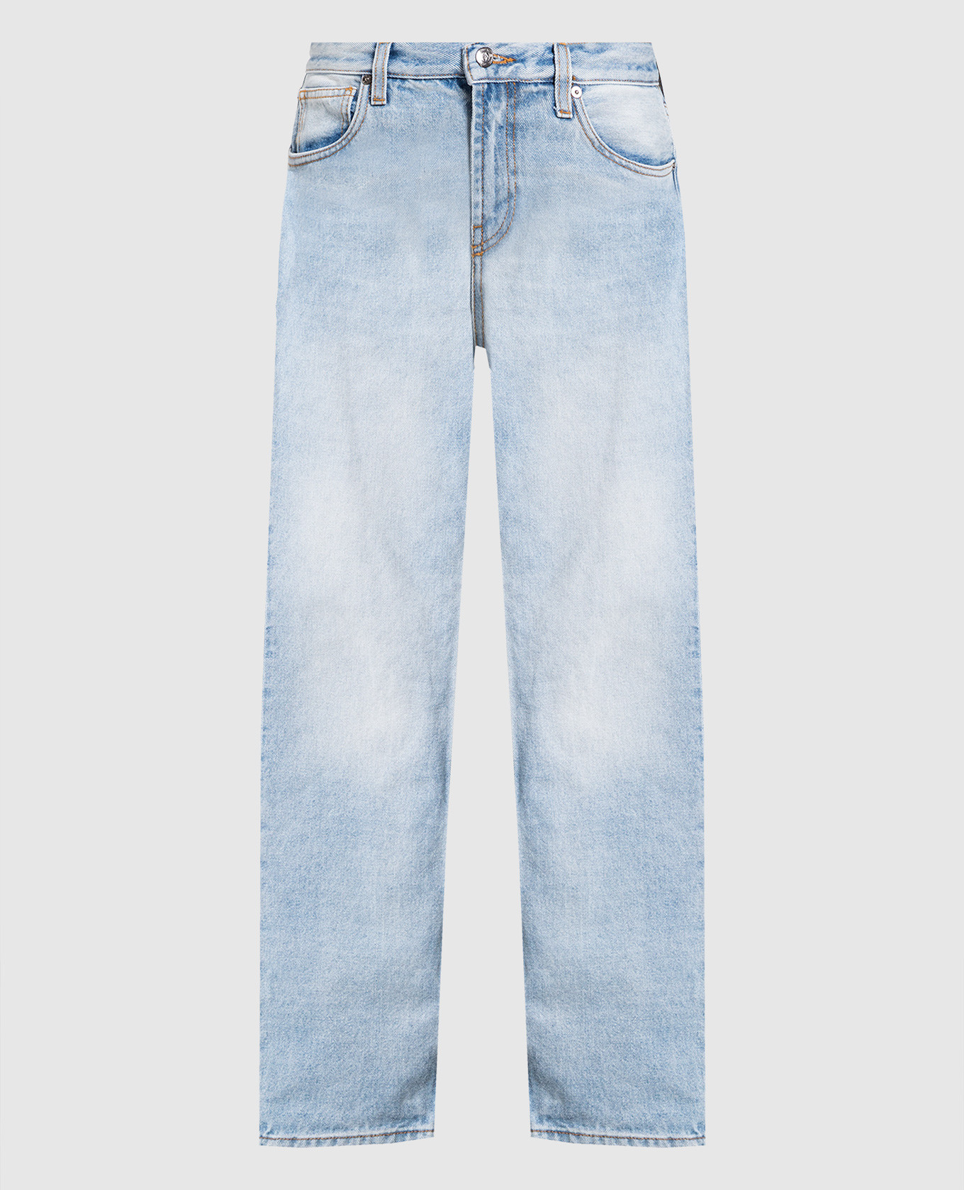 Голубые джинсы с эффектом потертости