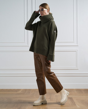 Moncler Зелений светр з вовни вільного крою 9F00015M1241