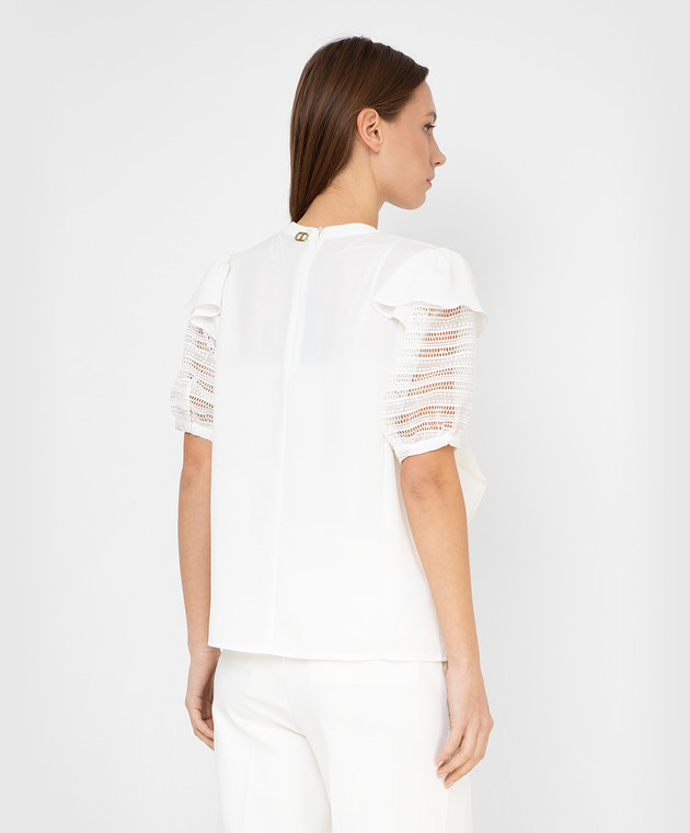 Twin Set Біла блуза з воланами 221TP2676 зображення 4