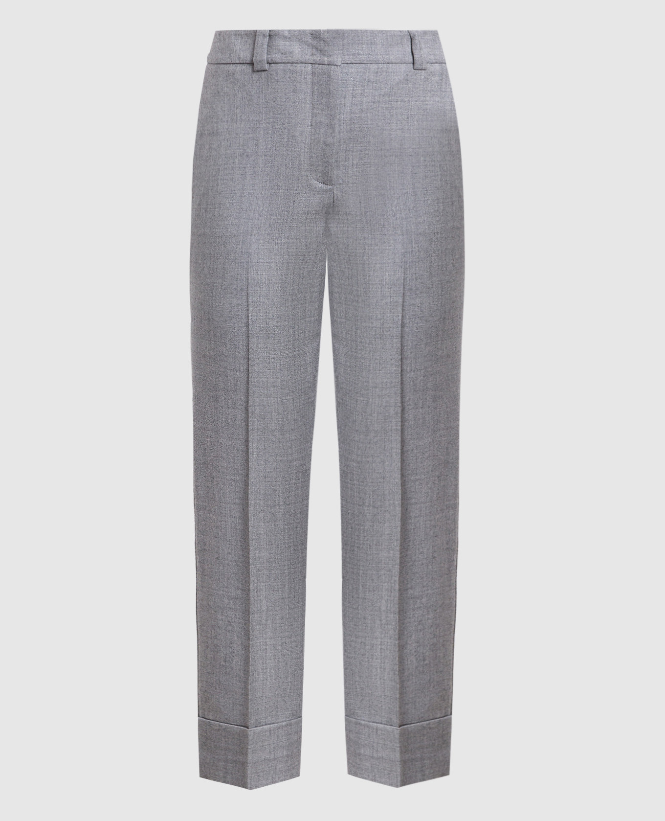 Gray wool trousers with monil chain