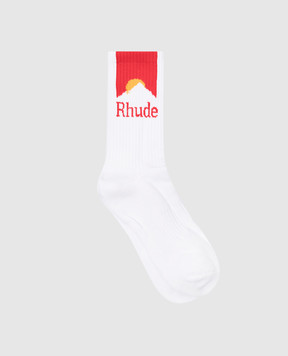 Rhude Білі шкарпетки MOONLIGHT з візерунком логотипа RHPS24SO03616150