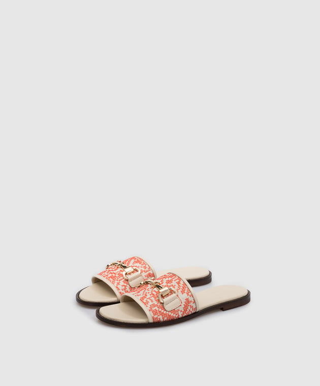 Doucal's Beige flip-flops with embroidery DD8636BETTPF633 изображение 2
