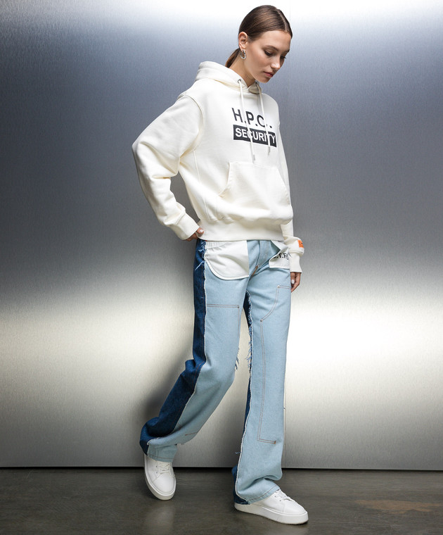 Heron Preston Бежевые худи с брендированным принтом Security и вышивкой HWBB024F23JER006 изображение 2