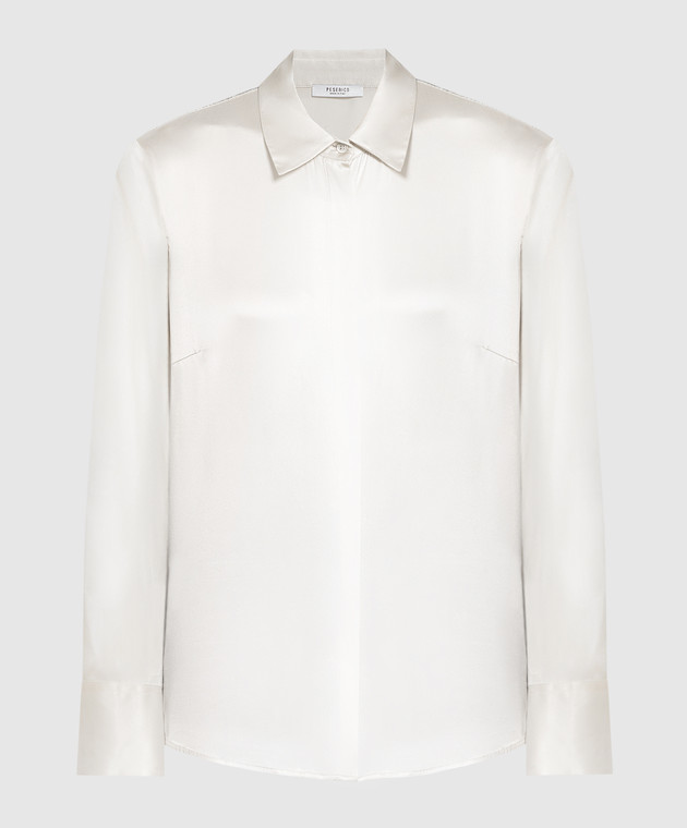 Peserico White silk shirt with monil chain S0688702372