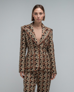 Casablanca Коричневый жакет из шерсти в узор Heart Jacquard WF23JK25101