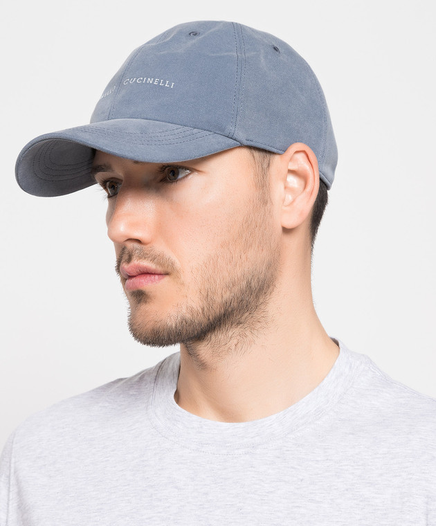 Brunello Cucinelli - Синяя кепка с вышивкой логотипа M252W9977 купить в ...