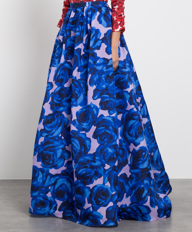 Carolina Herrera Синя спідниця максі з шовку в квітковий принт. R2211N305RGG зображення 3