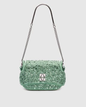 Ermanno Scervino Зеленая замшевая сумка кросс-боди Audrey с кристаллами D443S361CTUVV