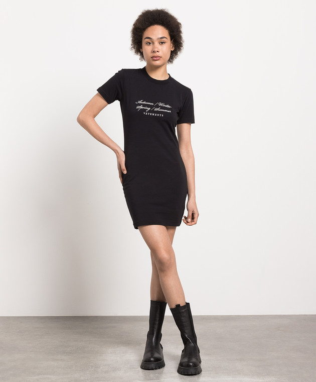 Vetements Black dress with logo embroidery WE54DR100B image 2