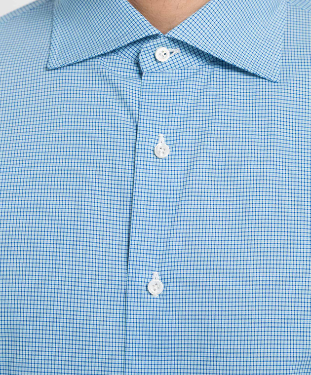 ISAIA Blue check shirt made of linen IM10TCC7600 изображение 5