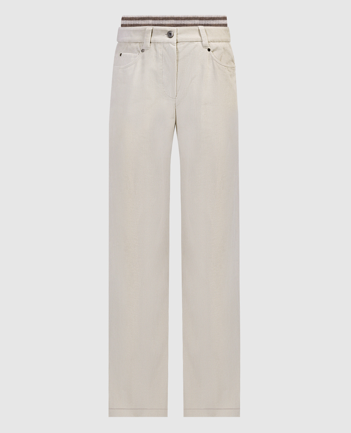 Gray corduroy pants with monil chain
