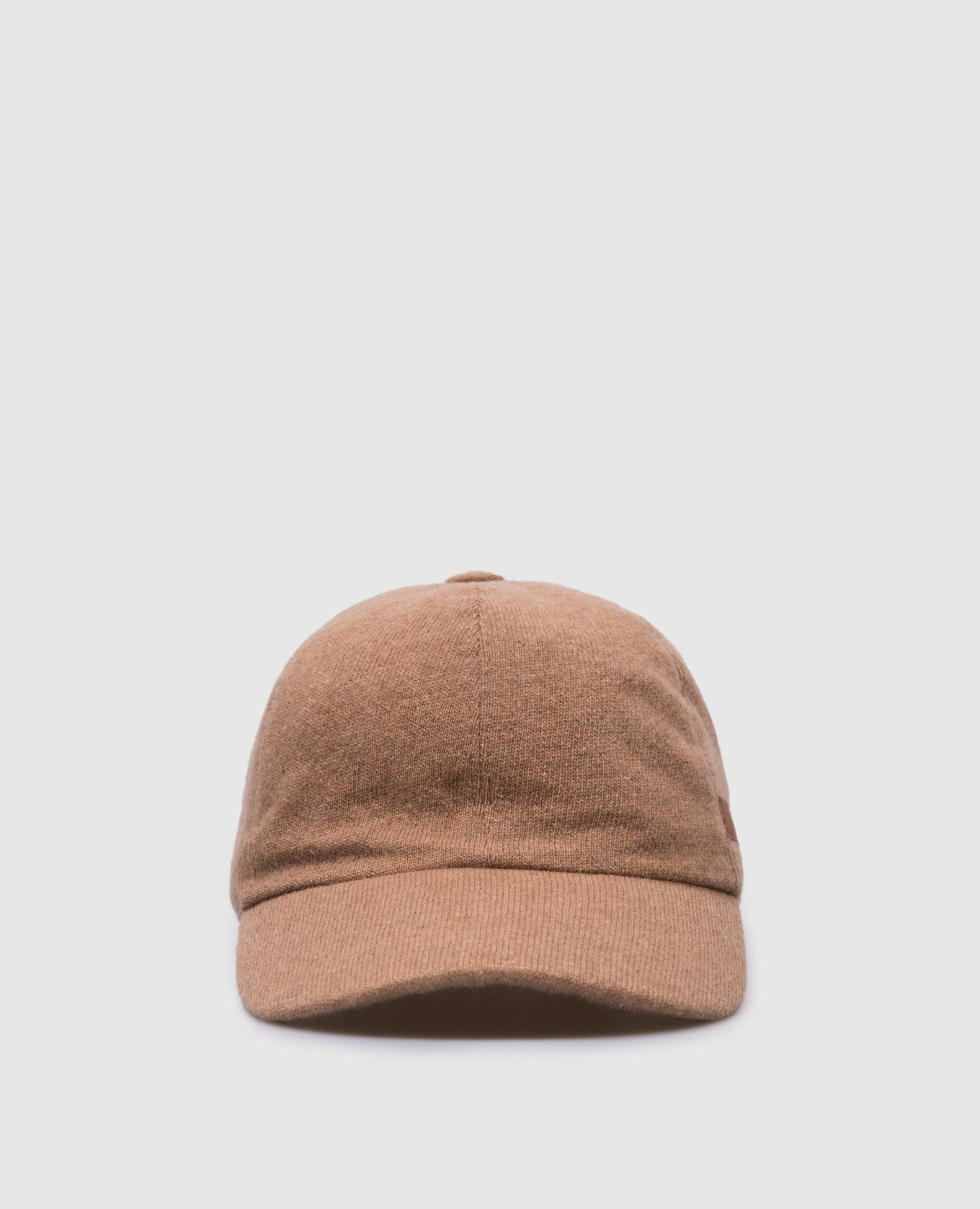Brown cashmere cap with logo