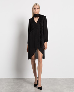 Twinset Чорна сукня з пір'ям страуса 232TP2350