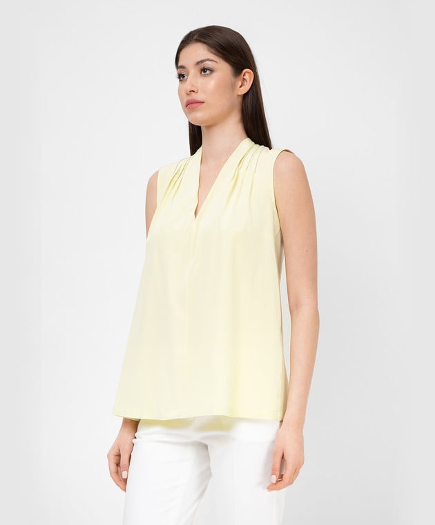 Peserico Жовта шовкова блуза з ланцюжками S0861807325 зображення 3